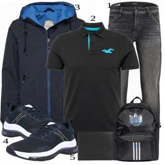 outfit mit Črna/Siva Hlače Jack & Jones "Priložnostna oblačila"