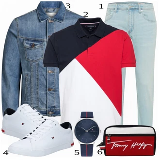 outfit mit Siva/Bela Superga Tommy Hilfiger "Priložnostna oblačila"