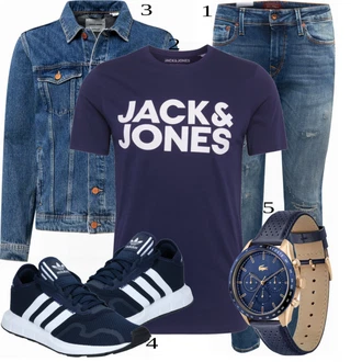 outfit mit Turkizna Denim Jakna Jack & Jones "Priložnostna oblačila"
