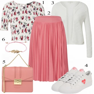 Krátká Outfit s Fialová/Růžová/Červená/Hnědá/Bílá Krátký top/Pletené tričko/Pletený top/Krátký Top/Zkrácený Top Fashion Union "Stylish Spring Combo"