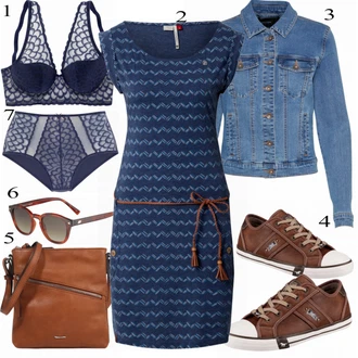 Léto Outfit s Modrá/Světle modrá/Fialová/Tmavě modrá Tunikové šaty/Pletené Šaty/Pouzdrové Šaty/Sportovní Šaty/Džínové Šaty/Šaty s Kapsou/Tvidové šaty/Šaty s laclem Ragwear "Stylová kombinace pro volný čas"