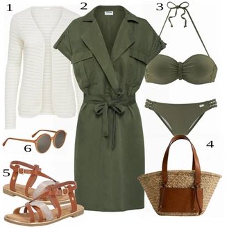 Outfit s Tmavě zelená Bikiny s průstřihem/S Kosticemi/Push-up vršek bikin/Push-up bikini/Bikin/Balconette/Bandeau Bikin/Balconette-bikini Buffalo "Stylová letní nálada"
