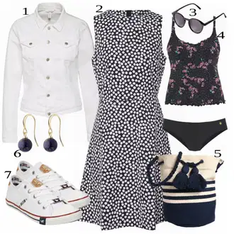 Outfit s Černá/Hnědá/Modrá/Růžová/Červená Tankiny set/Tankiny vrchní díl/Souprava/Women's Lingerie & Swimwear/Push-up tankini Lascana "Stylová letní nálada"