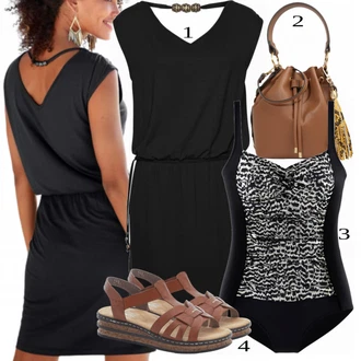 Outfit s Černá Souprava/Push-up tankini/Tankiny vrchní díl/Tankiny set Lascana "Perfektní na léto"