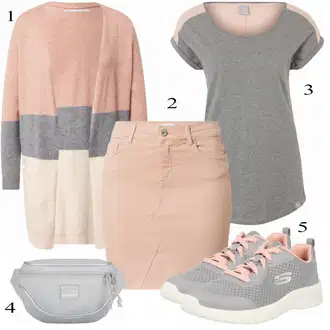 Outfit sa Bež/Pink/Plava Suknja Only "Tvoj otmjeni outfit"