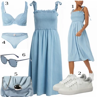 Outfit s Modrá Šaty Vila "Letní oblečení"