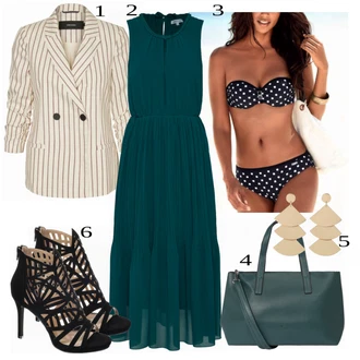 Vysoké Podpatky Outfit s Černá/Béžová/Oranžová Bullboxer "Příležitostný kancelářský vzhled"