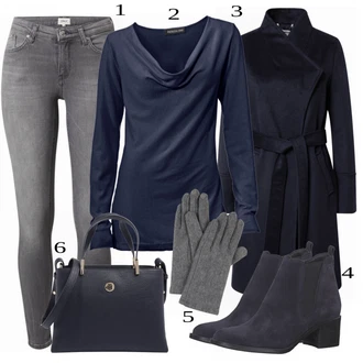 Outfit s Modrá Kozačka Tamaris "Příležitostný Business Look"