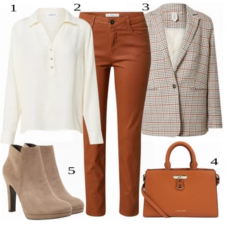 Outfit s Červená Kalhoty Brax "Příležitostný Business Look"