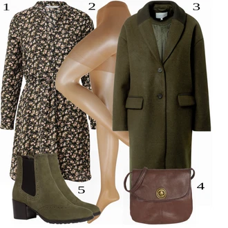 Dlouhé Outfit s Zelená/Tmavě zelená Košilové šaty/Šaty s dlouhým rukávem/Šaty na Podzim/Zimní šaty s dlouhým rukávem/Šaty S Potiskem/Halenkové Šaty Only "Příležitostný Business Look"