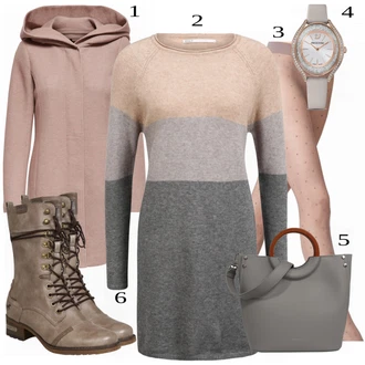 Outfit s Šedá Kozačka Mustang "Příležitostný Business Look"