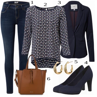 Outfit s Modrá Bota Na Podpatku MARCO TOZZI "Příležitostný Business Look"
