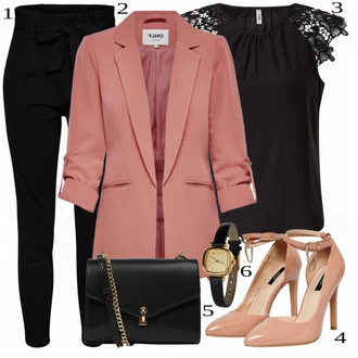 Outfit s Černá Střmenová Kalhoty/Paperbag Kalhoty/Kalhoty s Vysokým Pasem/Pletený Legín VERO MODA "Business vzhled"