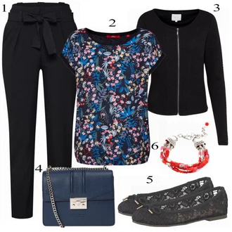 Cyklistika Outfit s Černá/Tmavě šedá Blůzová Bunda/Krátký Bund/Krátký Bund/Bunda s Bočním Zipem/Jacquard Bund/Ažurová pletená bunda/Jarní bunda/Letní Bund/Bunda z umělých vláken Vila "Stylový"Look: Cyklistika, Jízda na koni, Pracovní