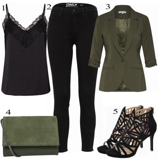 Vysoké Podpatky Outfit s Černá/Béžová/Oranžová Bullboxer "Stylový"