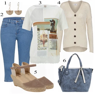 Outfit s Šedá/Béžová Pletený Oděv Kardigan Only "Stylový"