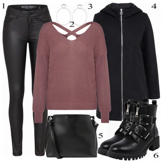 Široký pas Outfit s Černá/Šedá Teniska Chunky Tenisky/Teniska na platformě/Motorkářská bota/Šněrovací Kozačka na Platformě/Šněrovací bota About You "StylishDay"