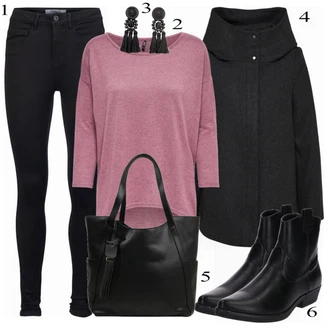 Ležérní outfity s Fialová/Hnědá/Růžová/Červená Tričko s 3/4 rukávem/Ležérní top/Dlouhý top/Dlouhá košile/Košilový top/Krátký top/Jednoduchý top Only "Stylové dívky"