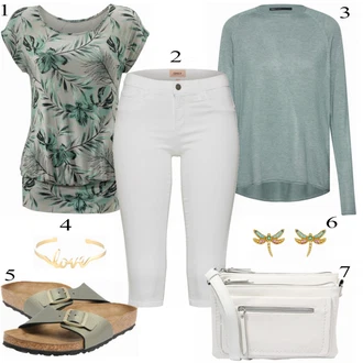 Outfity pro zábavu Tropický s Tmavě zelená/Zelená Halenek top/Pánské boty/Tričko s potiskem/Ležérní top/Krátký top/Top Na Party/Košilový top/Jednoduchý top/Halenka Bez Rukávů Lascana "Stylový Vzhled"