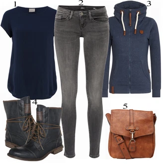 Outfit s Černá Zimní bota/Šněrovací Bota/Kozačka Šněrovací Kotníková Bota/Nízká bota na podpatku Mustang "Stylový Vzhled"