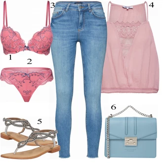 Outfit s Modrá Kožená bunda/Svetrová Vest Dlouhý svetr/Midi Kabát Pieces "Letní Look"