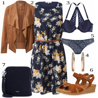 Krásný Výstřih na zádech Outfit s Tmavě modrá/Růžová Šaty s Kapsou/Letní Šaty/Šaty Bez Rukávů/Šaty s Páskem/Skater šaty/Šaty S Potiskem/Ležérní Šaty About You "Letní oblečení"Look: Jazz, Mom, Krásný, Příliš oblečený, Romantický, Univerzitní, Vintage, Extravagantní