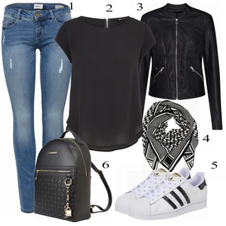 Outfit s Černá Halenka a Tunika/Tričko & Top Móda Pro Plnoštíhlé/Halenka Móda Pro Plnoštíhlou Only "Super pro volný čas"