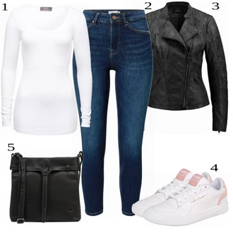 Prošívaný Outfit s Černá/Tmavě šedá Motorkářské Bund/Motorkářská bunda/Bunda s Bočním Zipem/Kožené Bund/Bunda z Umělé Kůže Only "Super pro volný čas"