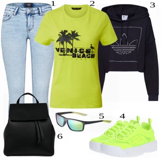 Outfit s Černá Mikina s kapucí Adidas Originals "Super pro volný čas"