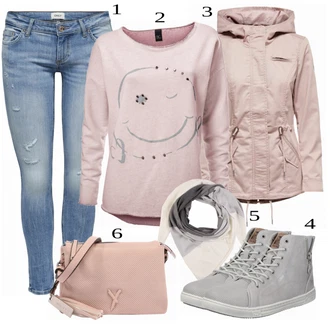 Outfit sa Bijela/Siva Traper Jakna Only "Super za slobodno vrijeme"