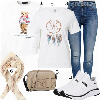 Outfit s Béžová Taška Přes Rameno Armani Exchange "1"