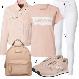 outfit mit Roza/Bež/Modra Denim Jakna levi's "Tvoj cool outfit"