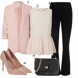 Outfit s Černá Zvonová Kalhoty/Rozšířené legíny/Rozšířená Kalhoty/Zvonové Legíny VERO MODA "Super hezký Outfit pro kancelář"