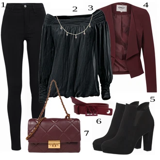 St?edov?k Outfit s ?erná/Tmav? ?edá/Modrá Mu?elínová ko?ile Heine "Super hezký Outfit pro kancelá?"Look: Styl, Babydoll, Italský, St?edov?k