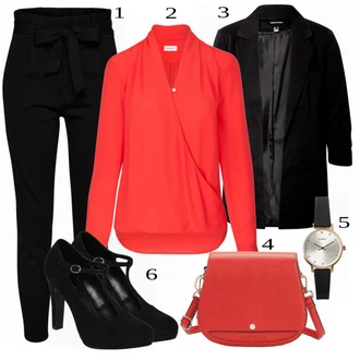 Outfit s Černá Střmenová Kalhoty/Paperbag Kalhoty/Kalhoty s Vysokým Pasem/Pletený Legín VERO MODA "Super hezký Outfit pro kancelář"