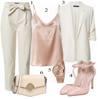 Outfit s Šedá/Béžová Bota Na Podpatku About You "Super hezký Outfit pro kancelář"