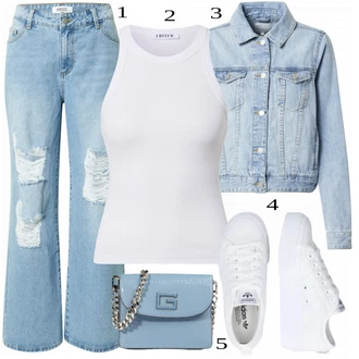 S Třásně Outfit s Světle modrá Džín s Širokou Nohavicí/Baggy Džíny/Zvonové Džíny/Džíny Culottes/Džíny s Rozparkem/Džíny s Dírou/Džíny Volného Střihu/Kožené bundy/Kožená Pánská Bund/Vintage džíny shyx "Ulice Styl Outfit"