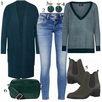 Outfit s Šedá Pletený Oděv Only "TAMARIS boty"