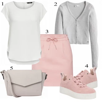 Outfit s Bílá/Krémová/Šedá Halenka a Tunika Tunika/Tričko & Top Móda Pro Plnoštíhlé/Halenka Móda Pro Plnoštíhlou Only "TOM TAILOR"