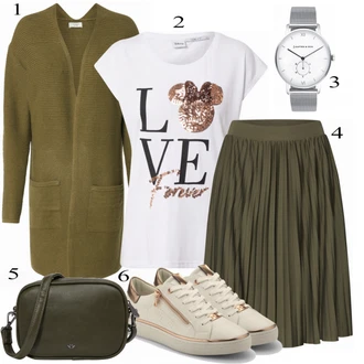 Outfit s Černá/Zelená Sukně/Móda Pro Plnoštíhlou About You "Skvělý vzhled pro jaro"