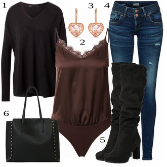 Gotický Outfit s Černá/Bílá Velká taška/Obchodní Taška/Taška/Taška Přes Rameno/Kancelářská Taška/Shopper taška/Sportovní Taška Přes Rameno/Taška Na Rameno About You "Skvělý vzhled pro jaro"Look: Rad, Šik, Cool, Gotický, Italský