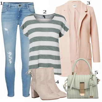 Vysoké Podpatky Outfit s Béžová/Hnědá Kotníková Bota Na Podpatku/Zimní kotníková bota/Kotníková Bota s Podšívkou/Letní kotníková kozačka/Šněrovací Kotníková Bota About You "Skvělý vzhled pro jaro"