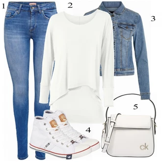 Outfit sa Siva Tenisica Mustang "Odličan izgled za proljeće"