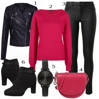 outfit mit Črna Usnjena Jakna VERO MODA "Odličen izgled za zimo"