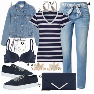 Outfit s Modrá/Tmavě modrá Podprsenka s kosticemi/Zmenšující Podprsenek/Sada kalhotek podprsenky/Set spodního prádla/Sada spodního prádla/Sada Kalhotek s Drátěnou Podprsenkou/Podprsenka Balconette Lascana "Skvělý vzhled pro volný čas"