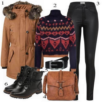Normální Outfit s Hnědá Kabát/Zimní Parka/Zimní bota Only "Trendy Alltagslook"