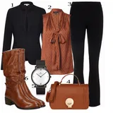 Černé rozšířené legíny outfity image