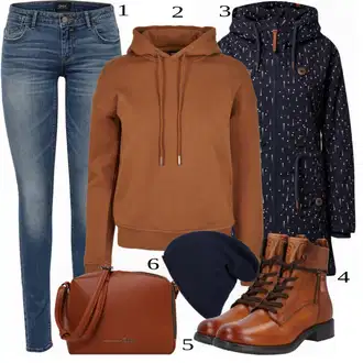 Outfit s Tmavě modrá/Modrá Pokrývka hlavy/Zimní čepice Zwillingsherz "Trendy Zimní Vzhled"