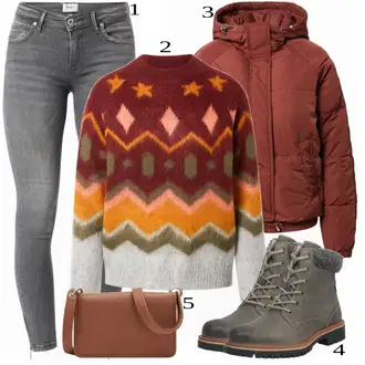 Outfit s Šedá Kozačka Camel Active "Trendy Zimní Vzhled"