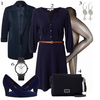 Outfit s Tmavě Modrá/Modrá Košilové šaty/Šaty s Páskem About You "Trendy Business Outfit"